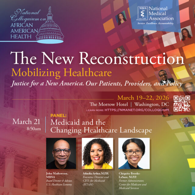 Medicaid plays a critical role in access to care for millions of Americans. Join leading experts for “Medicaid and the Changing Healthcare Landscape” at the National Colloquium on African American Health.

Hear insights from John Mathewson, MHSA; Adimika Arthur, MPH; and Chiquita Brooks-LaSure, MPP on the future of Medicaid and its impact on health equity and policy.

📍 March 21 |  Washington, DC

Register today: https://nmanet.org/colloquium

#NMAColloquium26 #HealthEquity #Medicaid #HealthPolicy #PublicHealth #BlackHealth #HealthcareLeadership