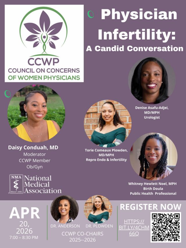 Physician infertility is a topic that often goes unspoken, but tonight, we’re creating space for transparency, education, and support. Hear from an incredible panel of experts and professionals as they share insights, experiences, and resources in a powerful discussion.

Tonight, April 20, 2026
7:00 – 8:30 PM ET

Whether you’re a physician, healthcare professional, or simply interested in learning more, this conversation is for you.

Register now: https://bit.ly/4chM66q

Let’s come together, learn, and support one another. Don’t miss it.

#NMA #CCWP #PhysicianWellness #InfertilityAwareness #WomenInMedicine #HealthcareEquity #MedicalCommunity #WellnessMatters