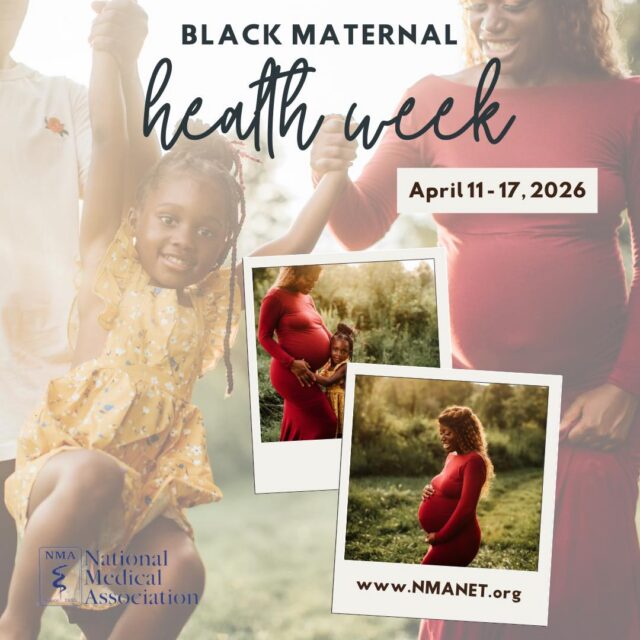 The National Medical Association (NMA) proudly recognizes Black Maternal Health Week, a vital time to raise awareness, uplift voices, and advocate for equitable care for Black mothers across the nation.

This year’s theme, “Rooted in Justice & Joy,” reminds us that every mother deserves not only safe and quality care, but also dignity, respect, and the opportunity to thrive before, during, and after pregnancy.

Black Maternal Health Week highlights the urgent need to address persistent racial disparities in maternal health outcomes while elevating community-driven solutions and policy change.

At NMA, we remain committed to:
✔️ Advancing health equity
✔️ Supporting Black mothers and families
✔️ Advocating for systemic change in maternal healthcare

Join us as we amplify awareness, share resources, and stand in support of Black maternal health.

#BMHW26 #BlackMaternalHealthWeek #RootedInJusticeAndJoy #NMA #HealthEquity #MaternalHealth #Advocacy
