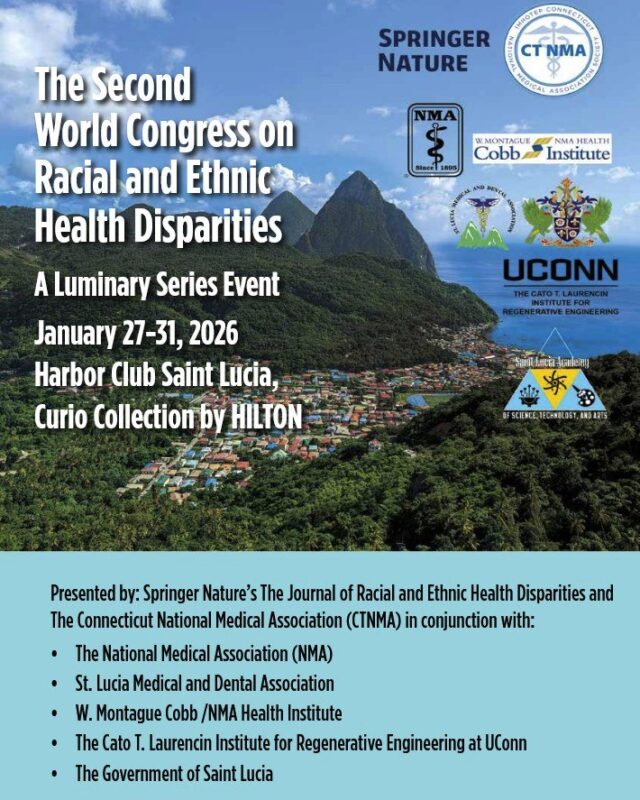 The National Medical Association (NMA) is proud to share the Second World Congress on Racial and Ethnic Health Disparities, a hybrid event bringing together health professionals and leaders from around the world to address one of the most urgent challenges of our time: racial and ethnic health inequities. 

📅 January 27–31, 2026

This event is designed to unite experts, advocates, and changemakers to discuss health disparities and explore real solutions to drive equity forward.

✅ Register today: https://web.cvent.com/event/b5f50d2b-37a1-427a-9710-b95becb9e9a6/summary

Let’s keep pushing toward a future where quality healthcare is accessible for every community, everywhere. 

#NMA #HealthEquity #HealthDisparities #RacialEquity #PublicHealth #HealthcareJustice #EquityInMedicine #BlackDoctors #PhysicianLeadership #GlobalHealth