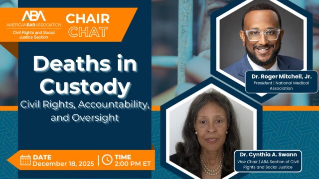 📢 Upcoming Chair Chat Premiere - Don’t Miss This Critical Conversation

The National Medical Association is proud to share that NMA 126th President, Roger A. Mitchell, Jr., MD, and Dr. Cynthia Swann, Vice Chair, Civil Rights Law Section will be speaking in an important Chair Chat titled: Deaths in Custody: Civil Rights, Accountability, and Oversight

🗓 Premieres: Thursday, December 18, 2025
⏰ Time: 2:00 p.m. ET
📺 Watch Here:  https://www.youtube.com/watch?v=-RucCfXYgys

Deaths in custody raise urgent and complex questions about civil rights, transparency, and accountability. In this powerful discussion, Dr. Roger Mitchell, Jr. joins Dr. Cynthia Swann to examine how deaths in custodial settings are investigated and how those investigations impact legal outcomes, systems of oversight, and public trust.

Don't miss this event!

#NMA #NMALeadership #RogerMitchellMD #CivilRights #DeathsInCustody #HealthEquity #ForensicPathology #JusticeInHealthcare #PhysiciansForJustice