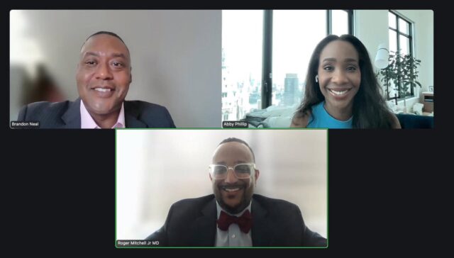 Today, NMA President-Elect Roger Mitchell, Jr., MD met with CNN News Anchor Abby Phillip and Brandon Neal, Senior Director & Political Strategist, to discuss his upcoming presidency and the powerful future ahead.

Together, we’re forging new paths in advocacy, visibility, and leadership. Stay tuned, you’ll be seeing Dr. Mitchell live and in action, coming to a TV near you soon! 

#NMA #LeadershipInMedicine #HealthEquity #DrRogerMitchell #CNN #BrandonNeal #BlackDoctorsLead #PublicHealth