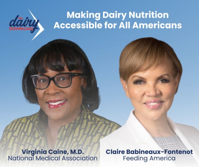 Dairy provides 13 essential nutrients that are key to good health, but many communities still face barriers to accessing these benefits. How can dairy improve health outcomes? And how can the industry collaborate with physicians to share its health benefits?

This week on The Dairy Download, two experts discuss nutrition access and health equity:
🔹 Claire Babineaux-Fontenot, CEO of Feeding America
🔹 Dr. Virginia Caine, President of the National Medical Association

Don’t miss this important conversation! Tune in on:
🎧 Apple Podcasts
🎧 Spotify
🎧 Online

#NMA #HealthEquity #NutritionAccess #DairyDownload #FeedingAmerica #PublicHealth