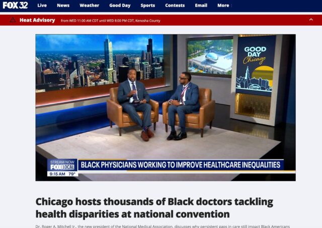ICYMI: If you missed this morning’s live segment on Good Day Chicago – FOX 32, we’ve got you covered!

Dr. Roger A. Mitchell, Jr. kicked off Day 1 of his term as the 126th President of the NMA with a powerful interview highlighting:
*  Persistent Black health disparities
*  The NMA’s mission to drive equity in healthcare
* The urgent need for leadership in a time of public health uncertainty

At a moment when access to care is under threat, the NMA’s voice, advocacy, and purpose-driven leadership are more vital than ever.

Watch now and hear how Dr. Mitchell plans to lead the charge toward a more just and equitable healthcare future: 🔗 https://www.fox32chicago.com/video/1679076 or visit our link in bio.

#NMA2025 #DrRogerMitchell #GoodDayChicago #BlackDoctorsLead #HealthEquity #TheNewReconstruction #PublicHealthJustice #PurposeDrivenLeadership #NMAPresident #NMAChicago25 @rmitch_jr