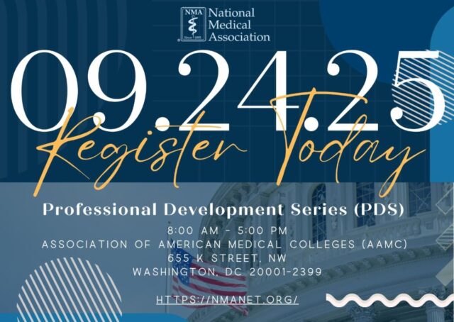 🚨 Registration is NOW OPEN for PDS! 🚨

Join us at the Congressional Black Caucus Foundation’s Annual Legislative Conference (ALC) for the NMA Professional Development Series (PDS), happening Wednesday, September 24, 2025, at the Association of American Medical Colleges (AAMC), Washington, D.C. 🏛️

⏰ 8:00 AM – 5:00 PM
📍 Washington, D.C.

✨ Featured Highlight:
NMA President Roger A. Mitchell, Jr., MD will deliver “The New Reconstruction: Mobilizing Healthcare Justice for a New America – Our Patients, Providers, and Policy.”

Don’t miss this chance to engage, learn, and connect at one of the most impactful healthcare justice events of the year.

🔗 Register Here: https://members.nmanet.org/event/2025PDS

#NMAPDS #ALC2025 #HealthcareJustice